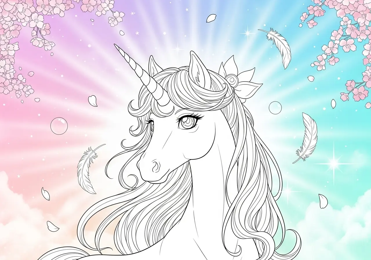 Anime Unicorn Coloring Pages (Free PDF Printables) - Ink Unicorn