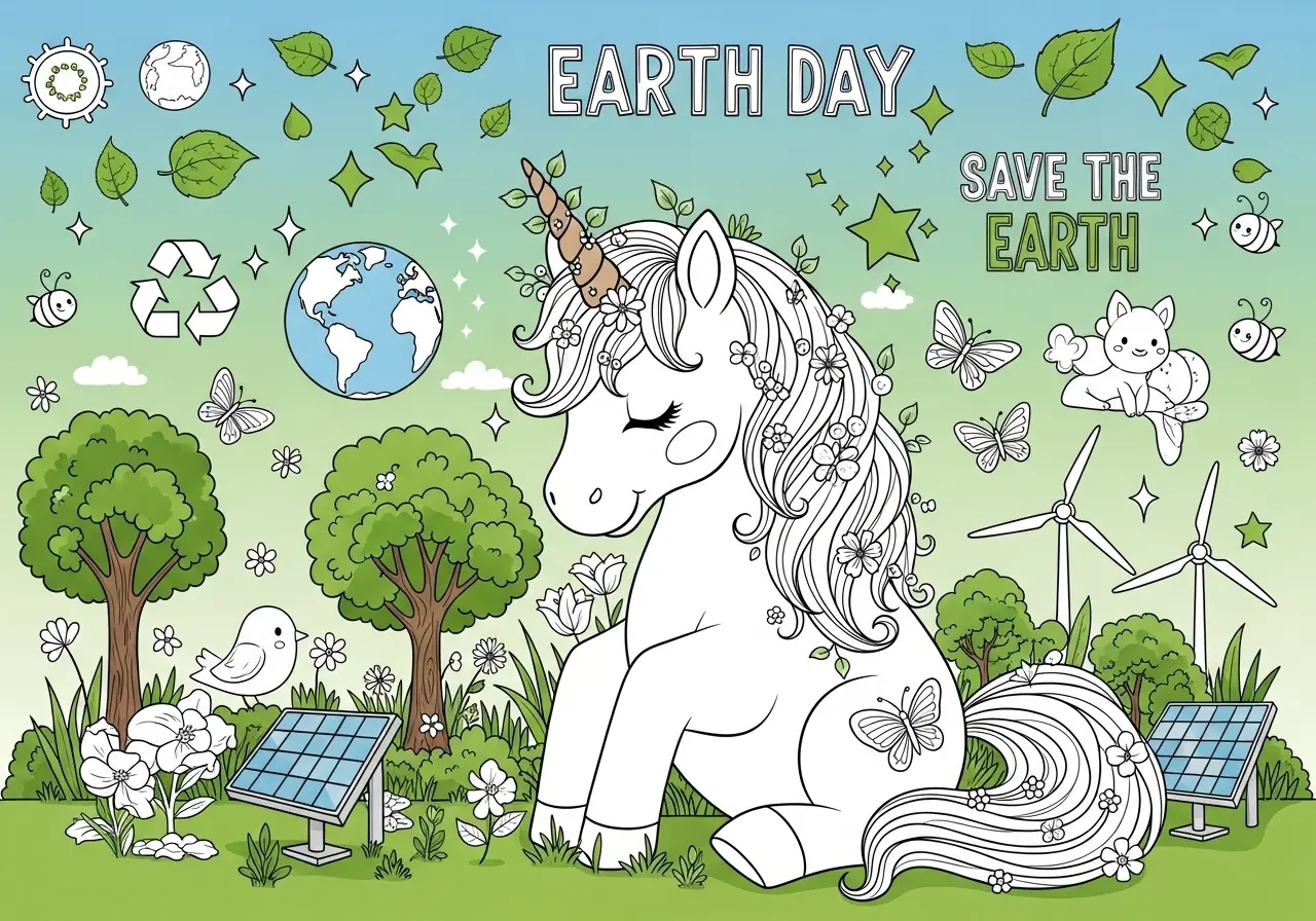 Eco-friendly unicorns with nature themes and environmental awareness