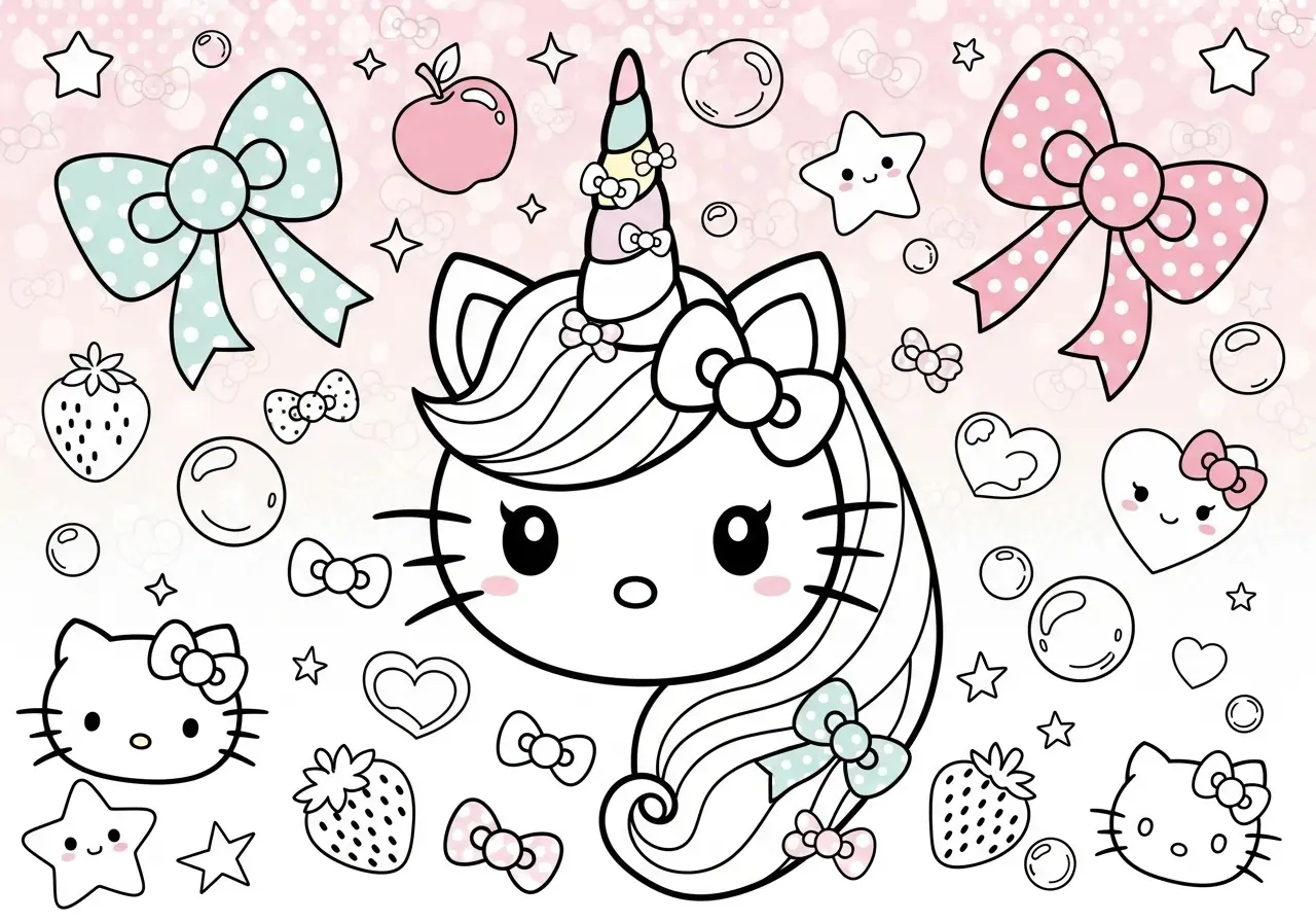 Hello Kitty Unicorn Coloring Pages (Free PDF Printables) - Ink Unicorn, image size:1280x896
