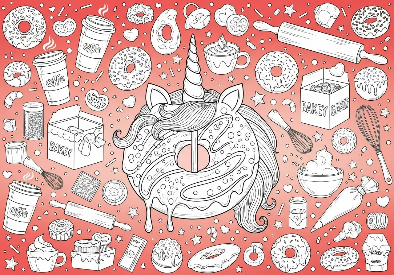 Colorful donuts with unicorn-themed glazes and sprinkles