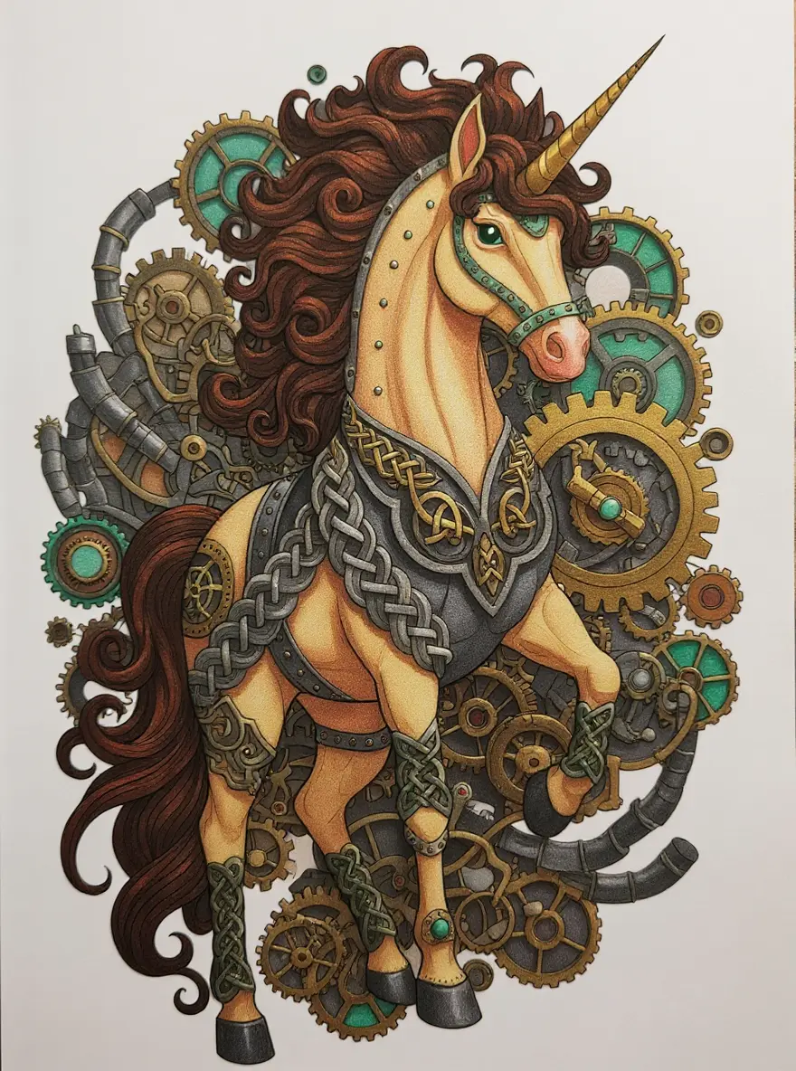 Steampunk Unicorn Coloring Pages (Free PDF Printables) - Ink Unicorn