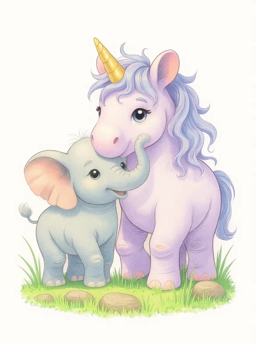 Unicorn and Realistic Baby Elephant