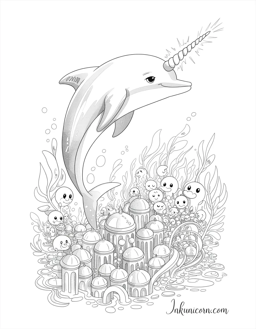 Dolphin Unicorn Coloring Pages (Free PDF Printables) - Ink Unicorn