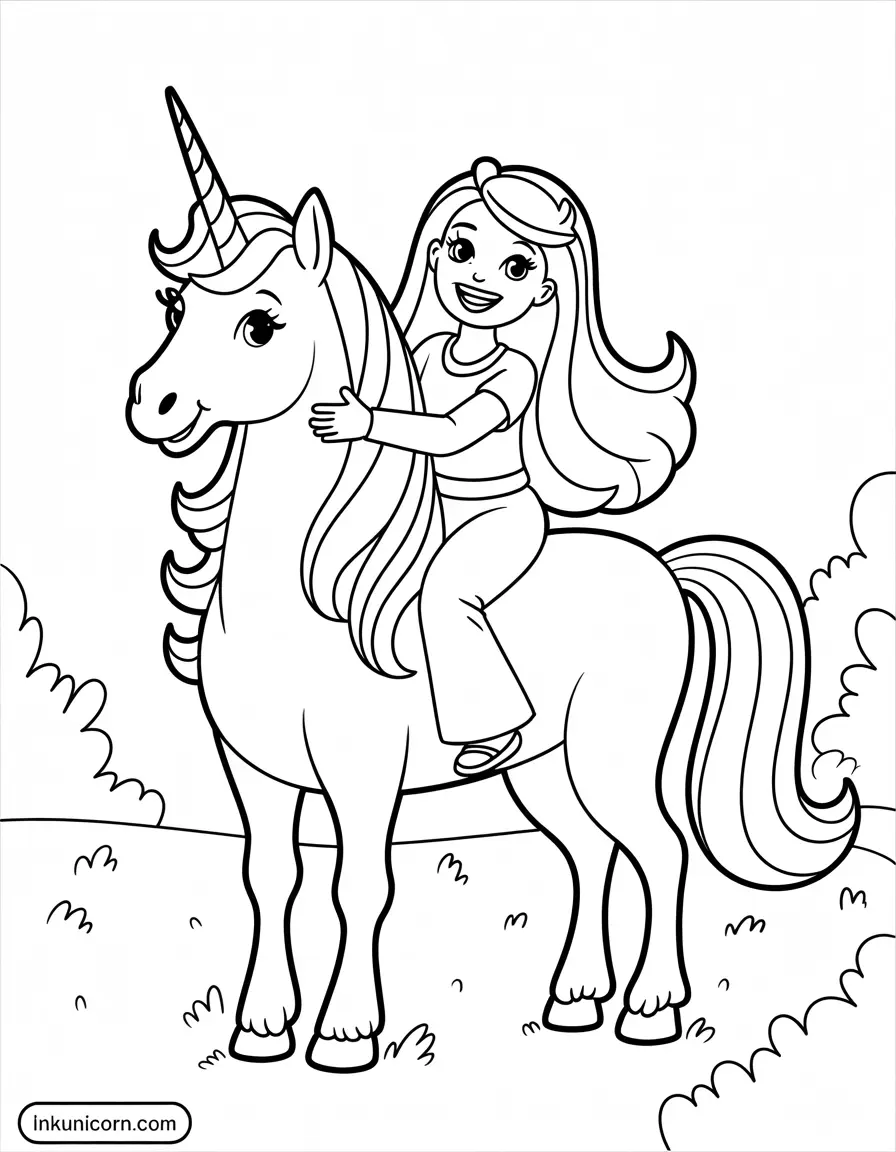 Barbie Unicorn Coloring Pages (Free PDF Printables) - Ink Unicorn