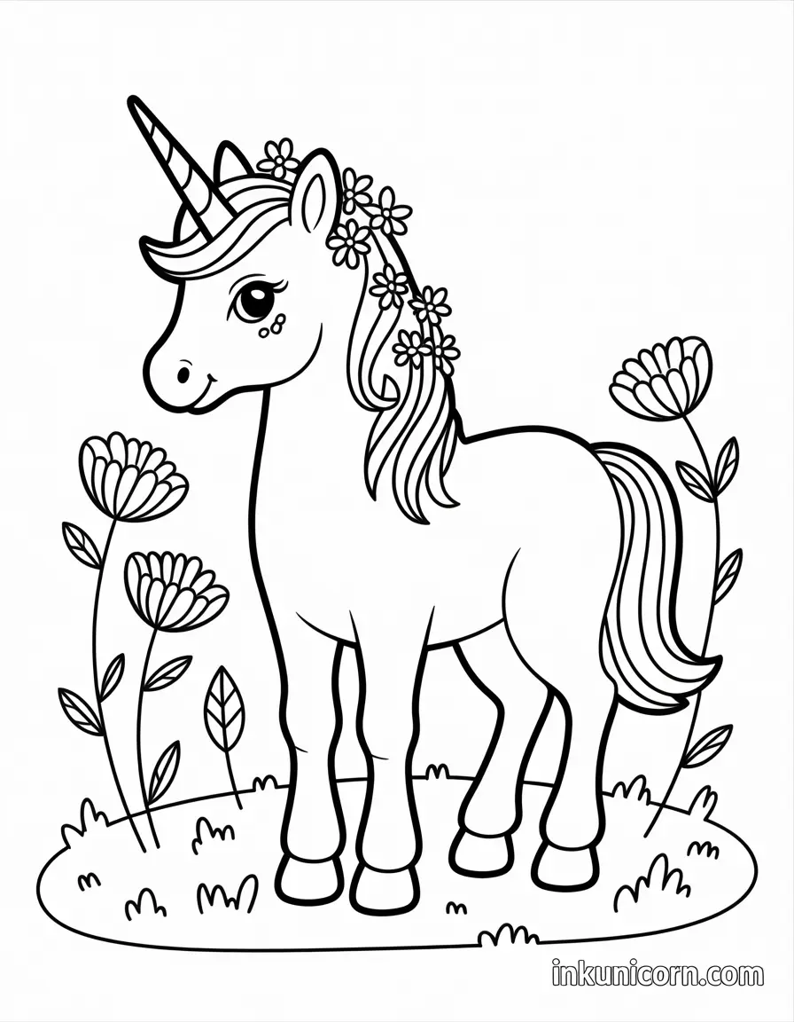 Charming Rainbow High Unicorn with Flowers