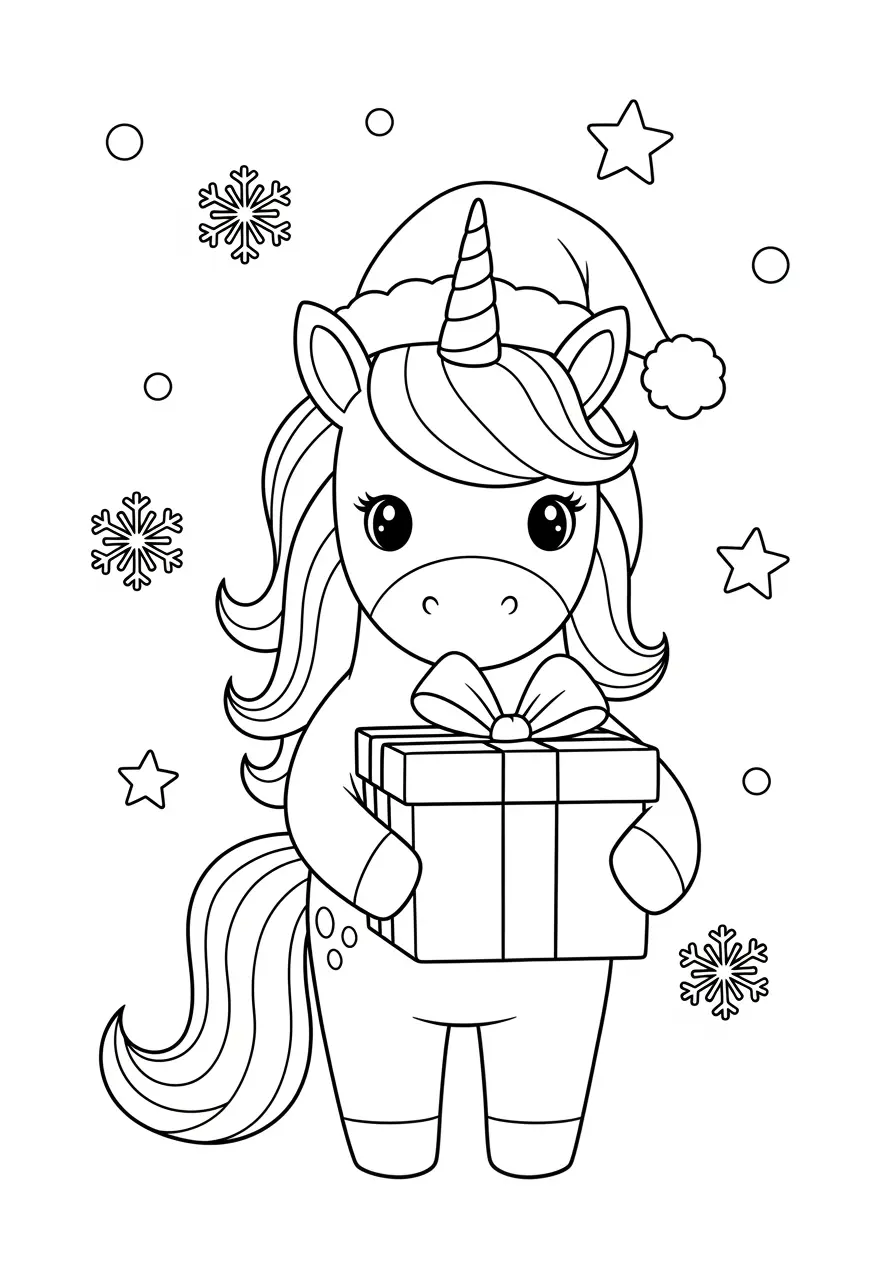 Christmas Unicorn With Santa Hat