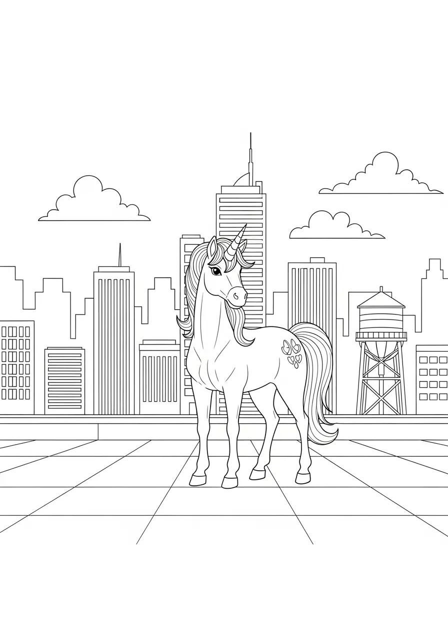 City Rooftop Skyline Unicorn