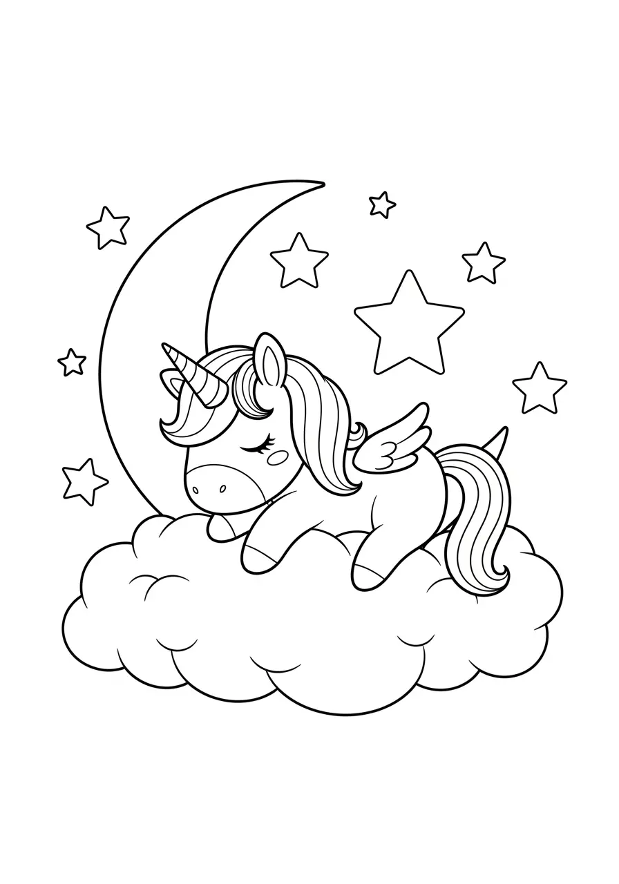 Cloud-Napping Unicorn On Moon