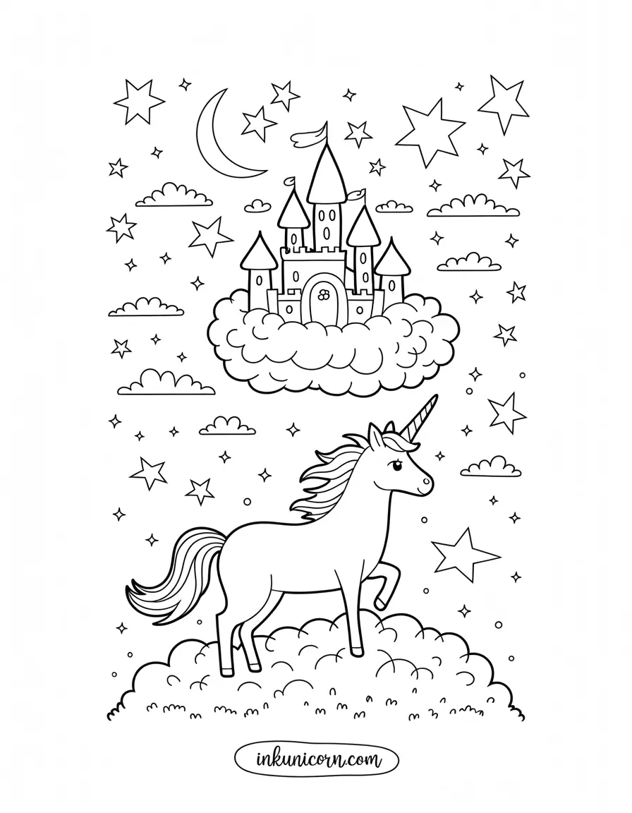 Cloud Unicorn And Starlit Castle