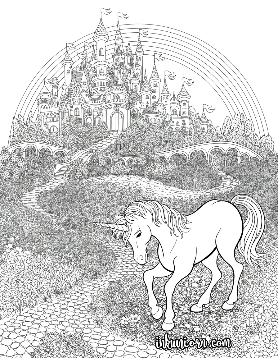 Detailed Rainbow High Unicorn Castle Scene