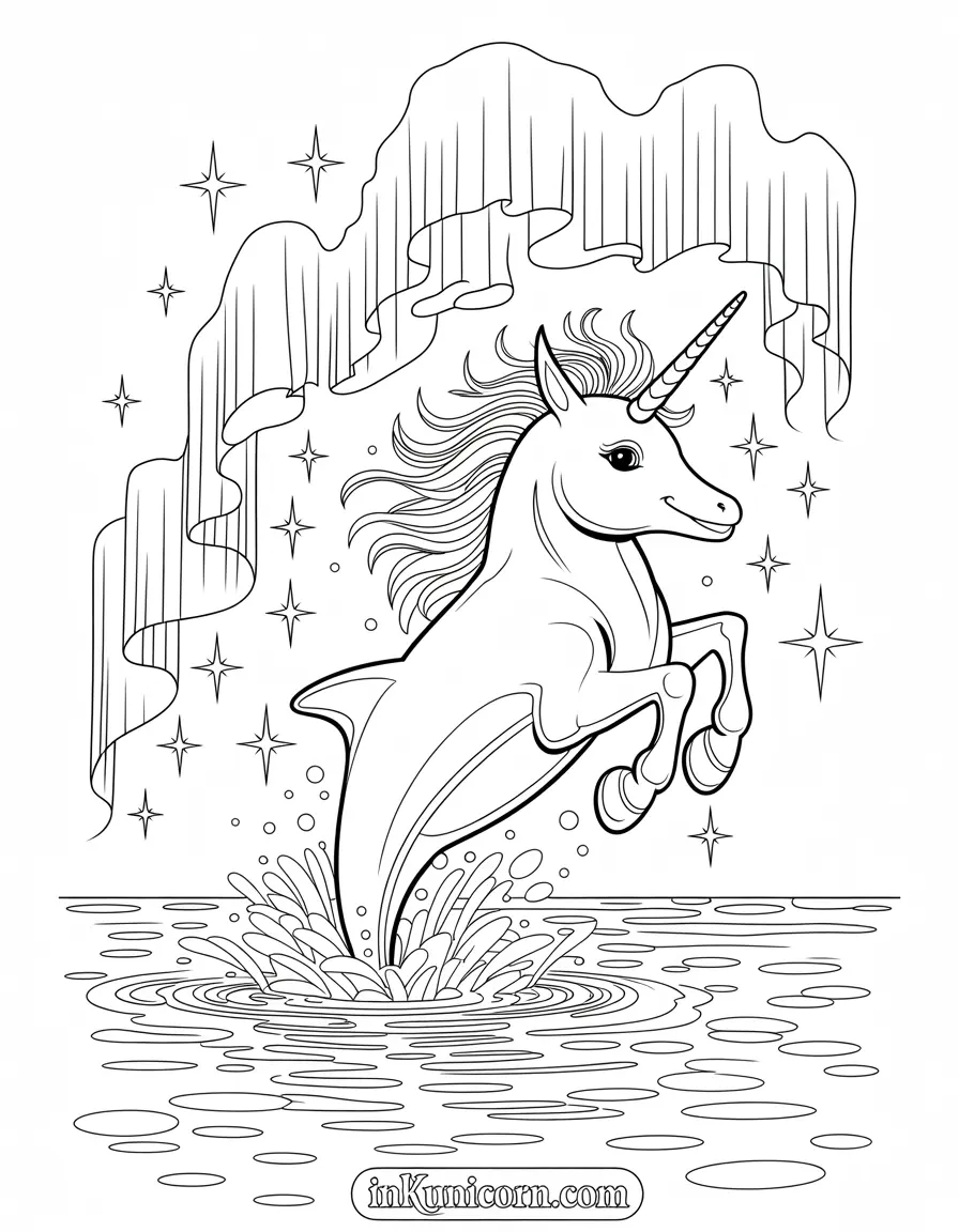 Dolphin Unicorn Coloring Pages (Free PDF Printables) - Ink Unicorn