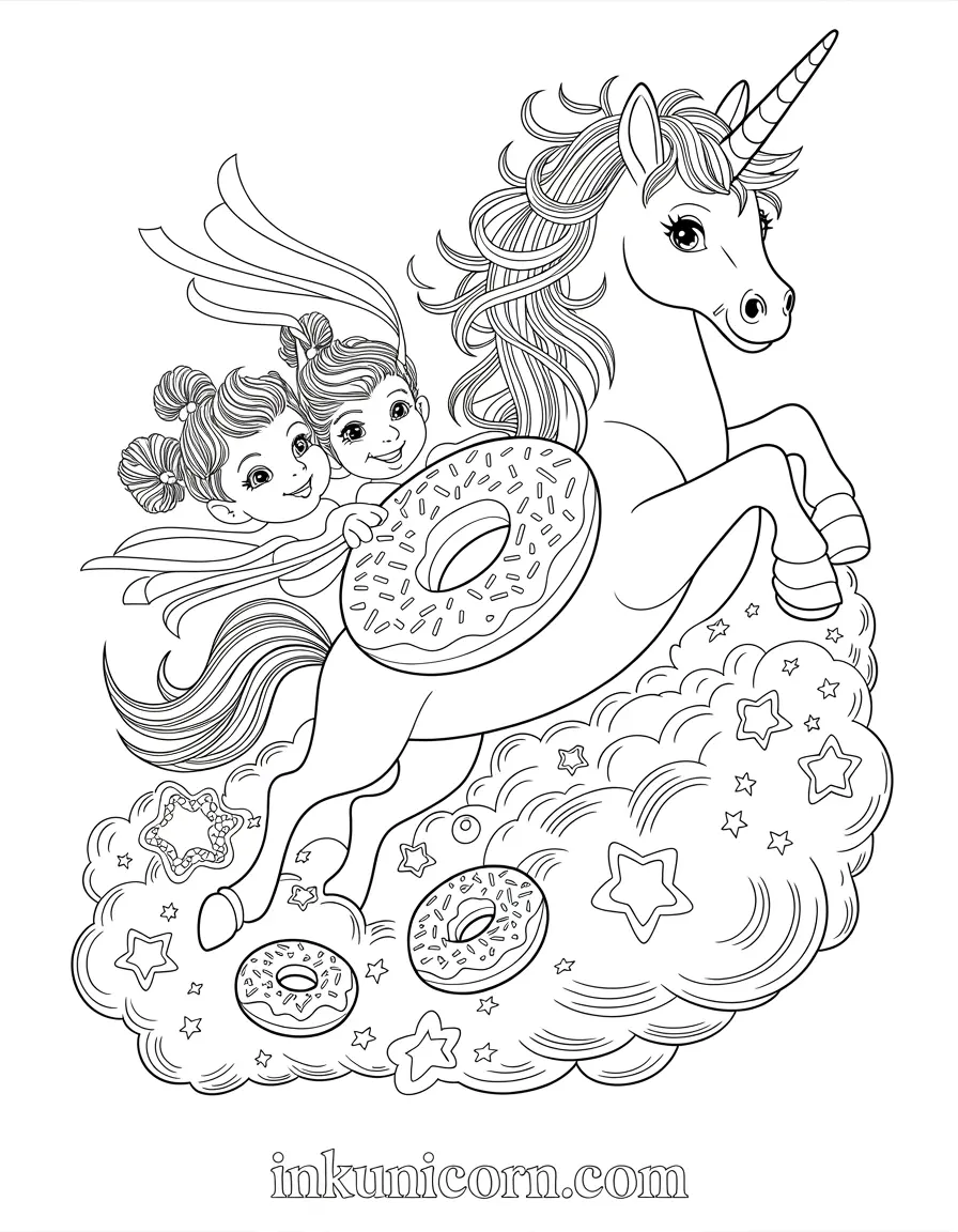 Donut Unicorn With Little Twin Stars