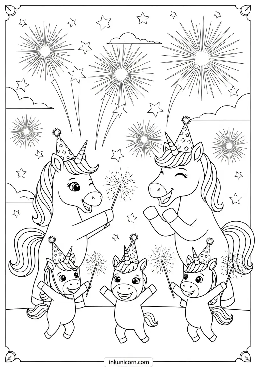 Family Unicorn Coloring Pages (Free PDF Printables) - Ink Unicorn