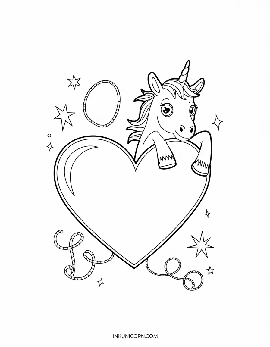 Heart Unicorn Hiding Behind Heart