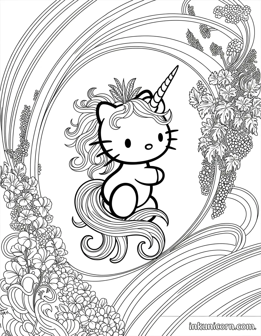 Hello Kitty Unicorn Art Nouveau Garden