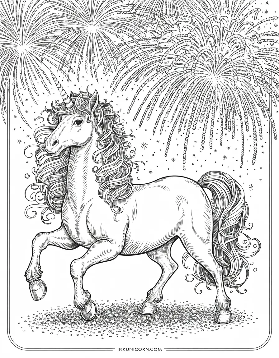 New Year'S Eve Unicorn Coloring Pages (Free PDF Printables) - Ink Unicorn
