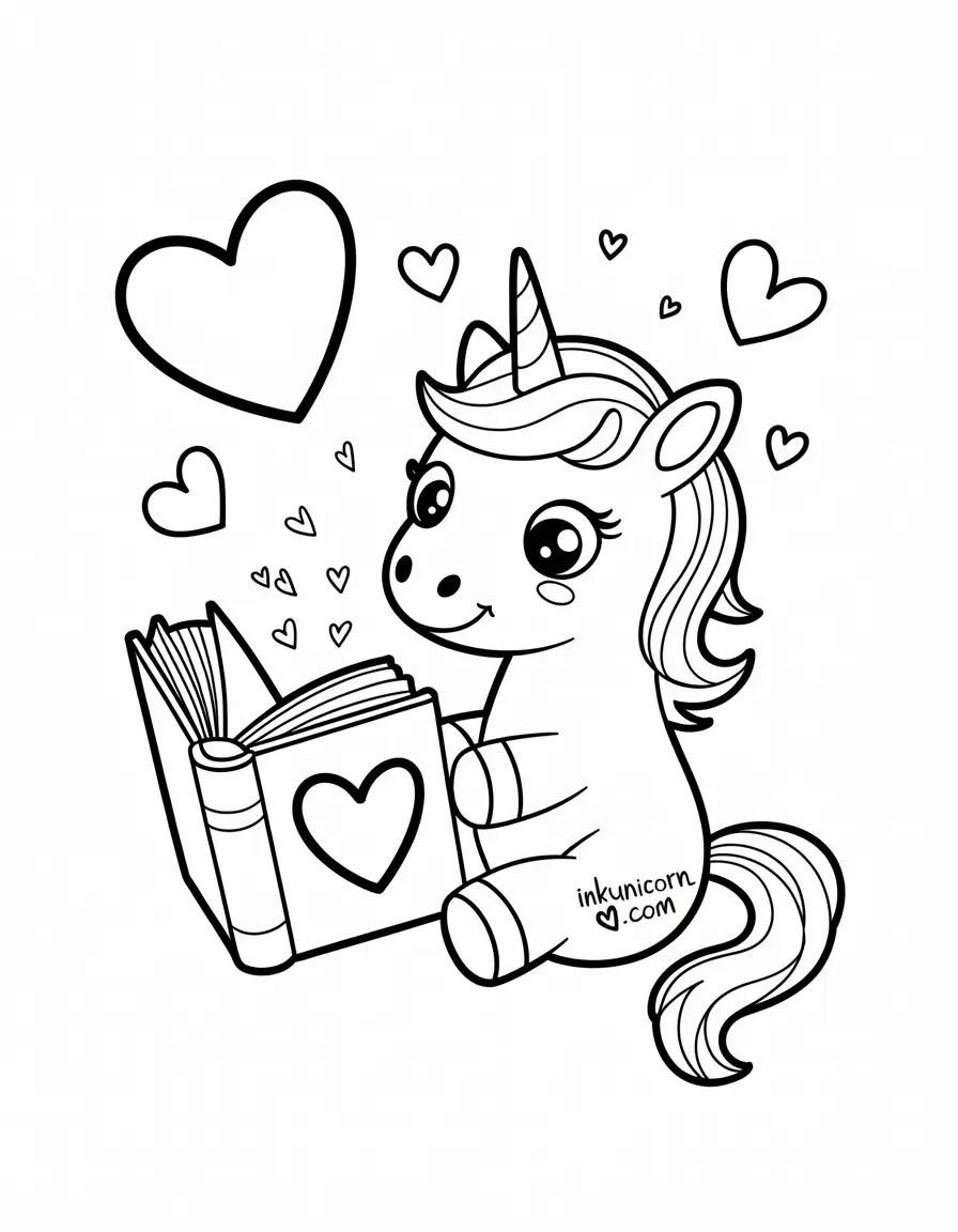 Heart Unicorn Coloring Pages (Free PDF Printables) - Ink Unicorn