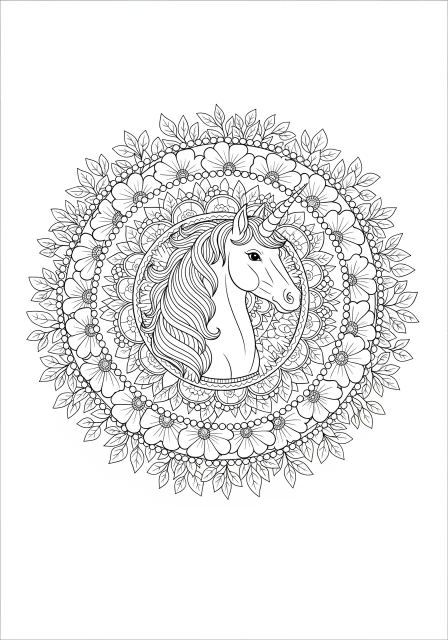 Mandala Unicorn Coloring Pages (Free PDF Printables) - Ink Unicorn