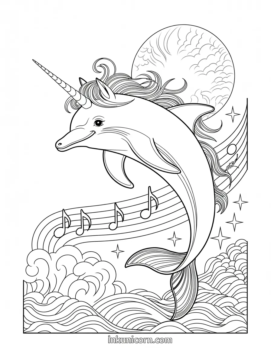 Dolphin Unicorn Coloring Pages (Free PDF Printables) - Ink Unicorn