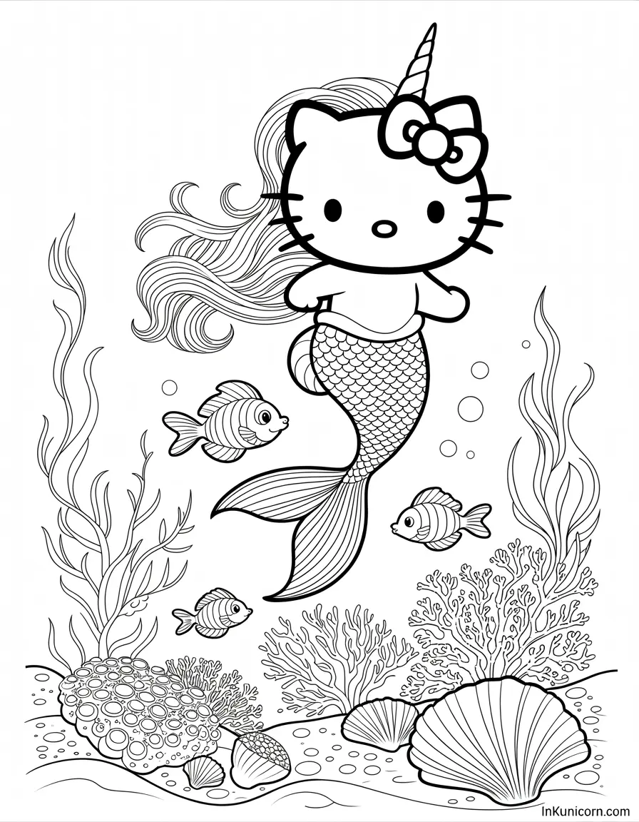 Mermaid Hello Kitty Unicorn Underwater