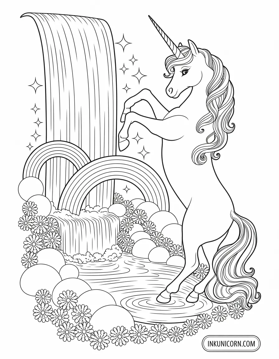 Princess Unicorn At Rainbow Waterfall