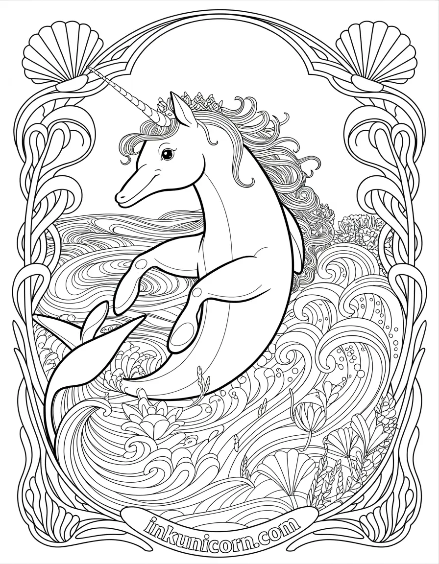 Dolphin Unicorn Coloring Pages (Free PDF Printables) - Ink Unicorn