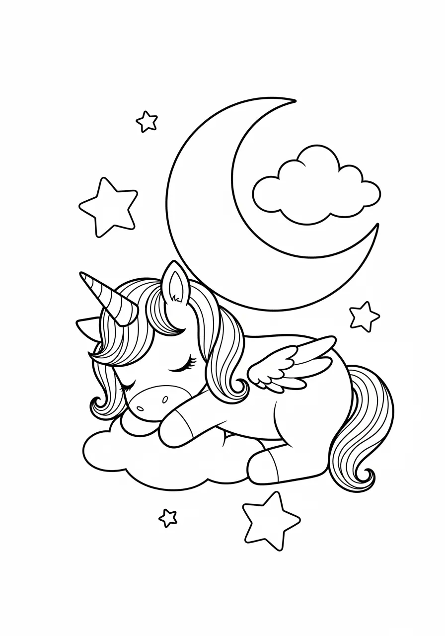 Sleeping Unicorn With Moon
