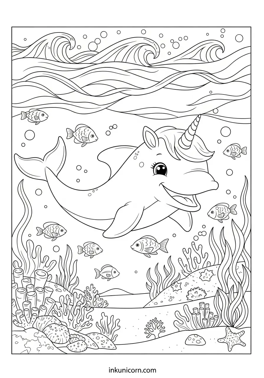 Dolphin Unicorn Coloring Pages (Free PDF Printables) - Ink Unicorn