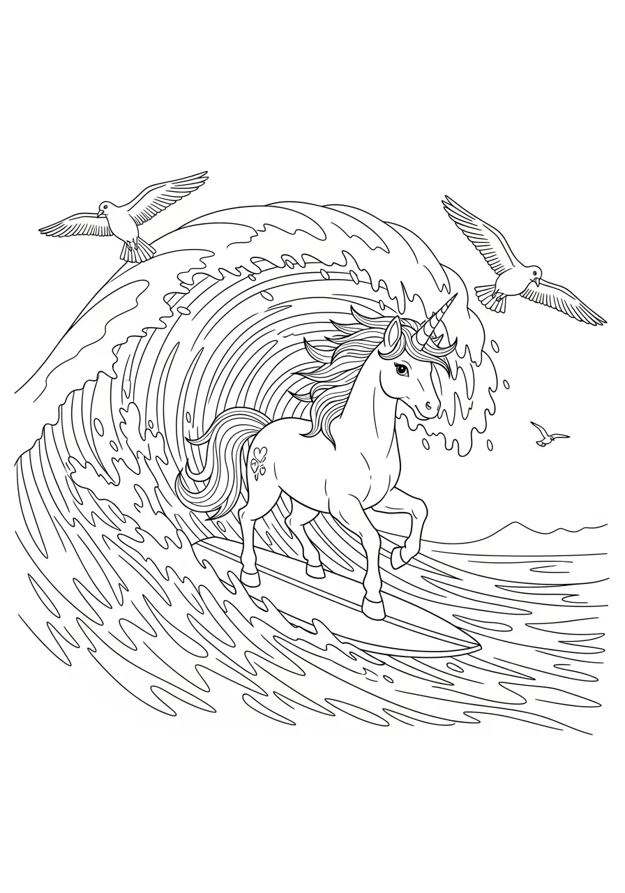 Surfing Wave Unicorn Adventure