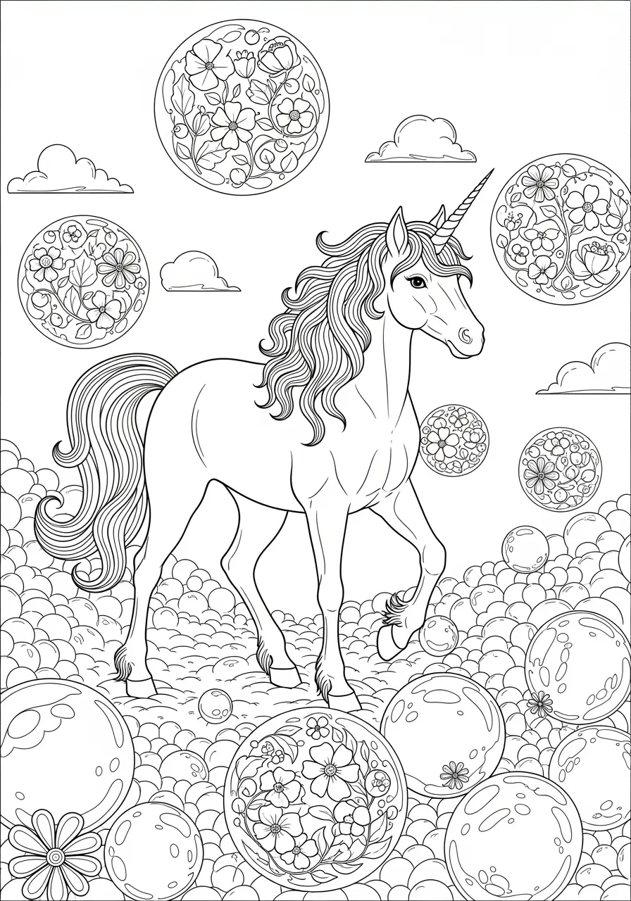 Surreal Bubble Meadow Unicorn