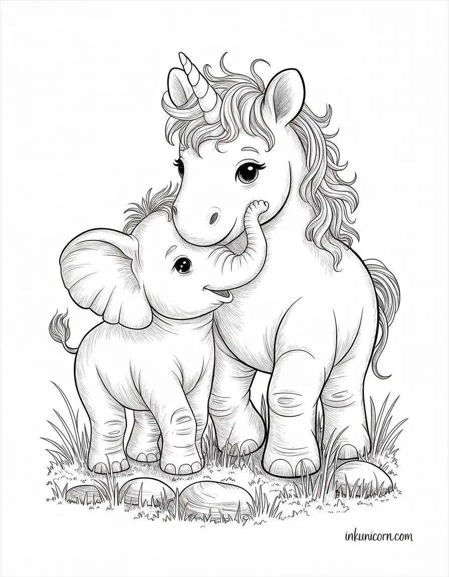Unicorn and Realistic Baby Elephant