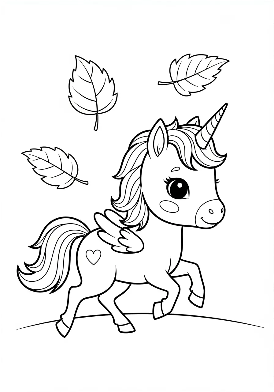 Unicorn With Falling Leaves