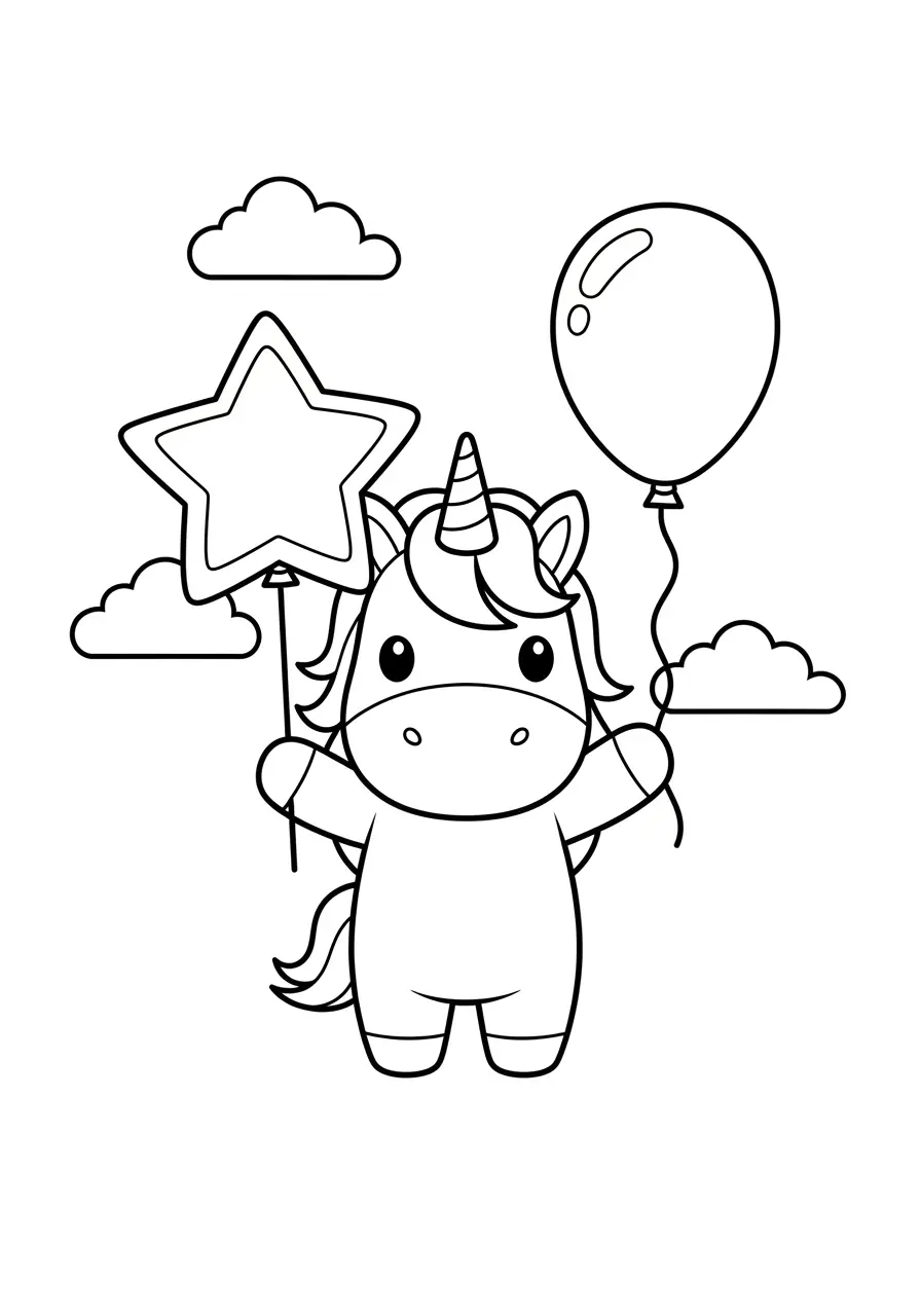 Unicorn With Star Balloon